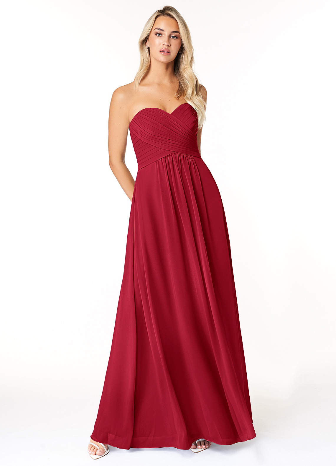 Azazie Yazmin Bridesmaid Dresses Scarlet A-Line Sweetheart Neckline Chiffon Convertible Dress image1