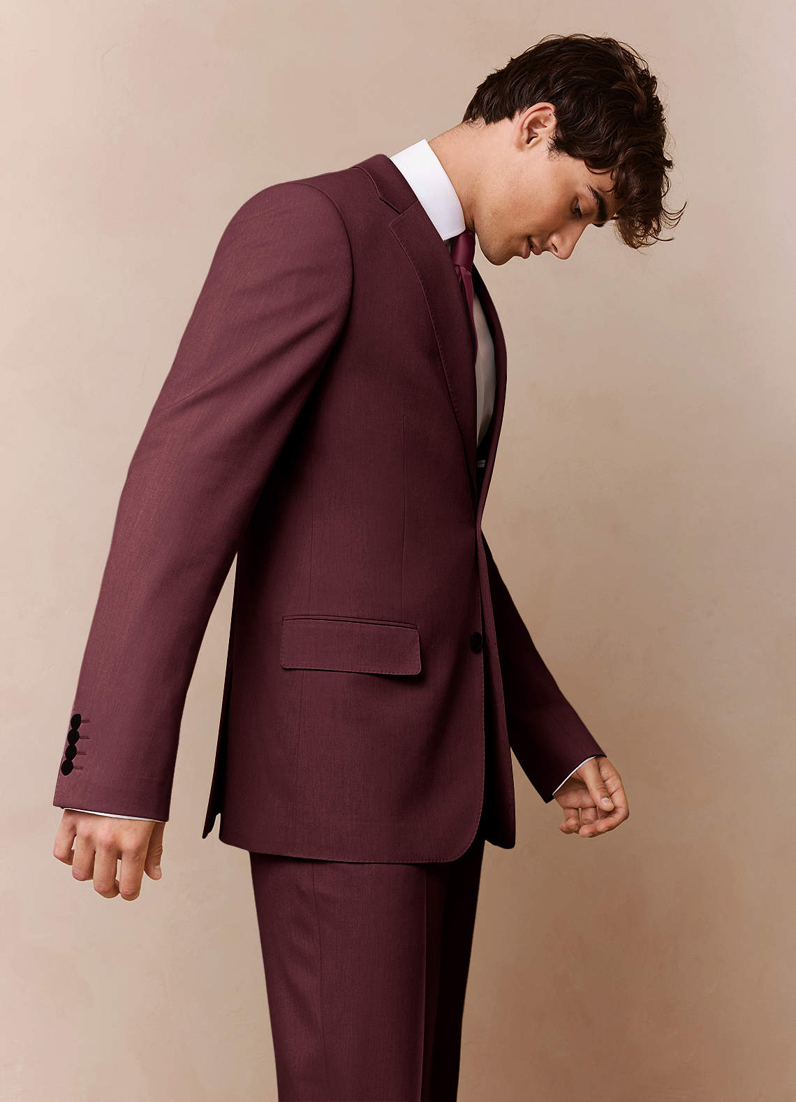 front James Cabernet Structured Stretch Suit Jacket