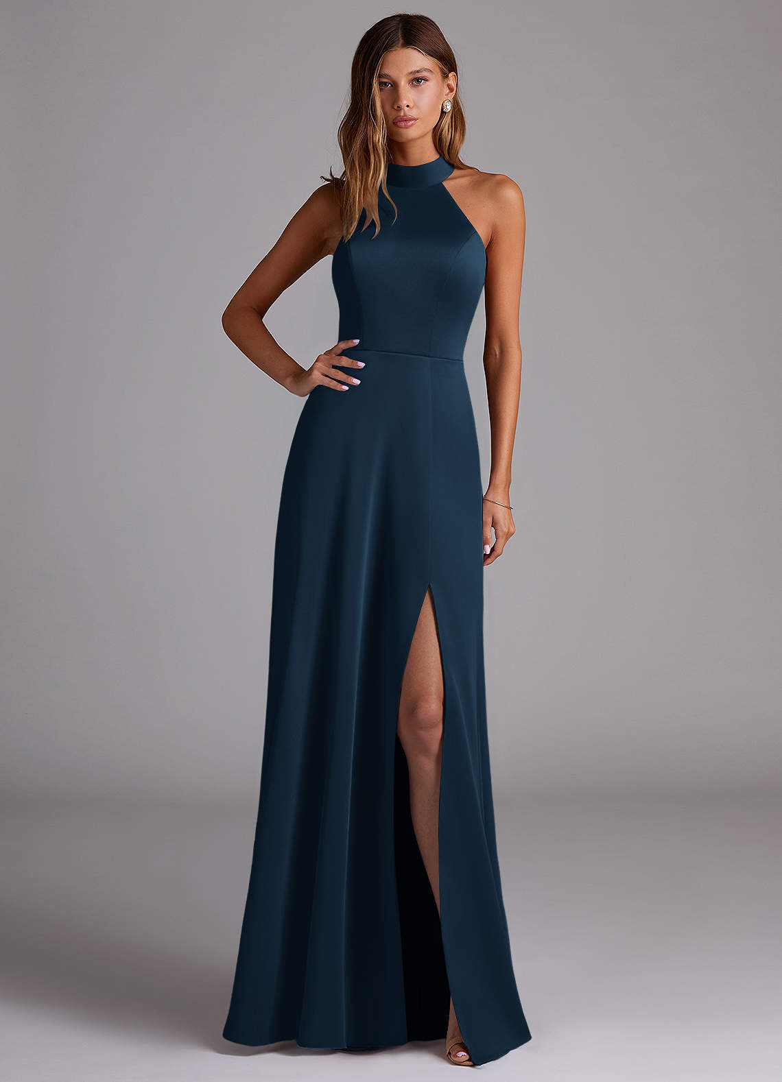 navy halter neck bridesmaid dress Azazie Myra NA-06.17.26AM