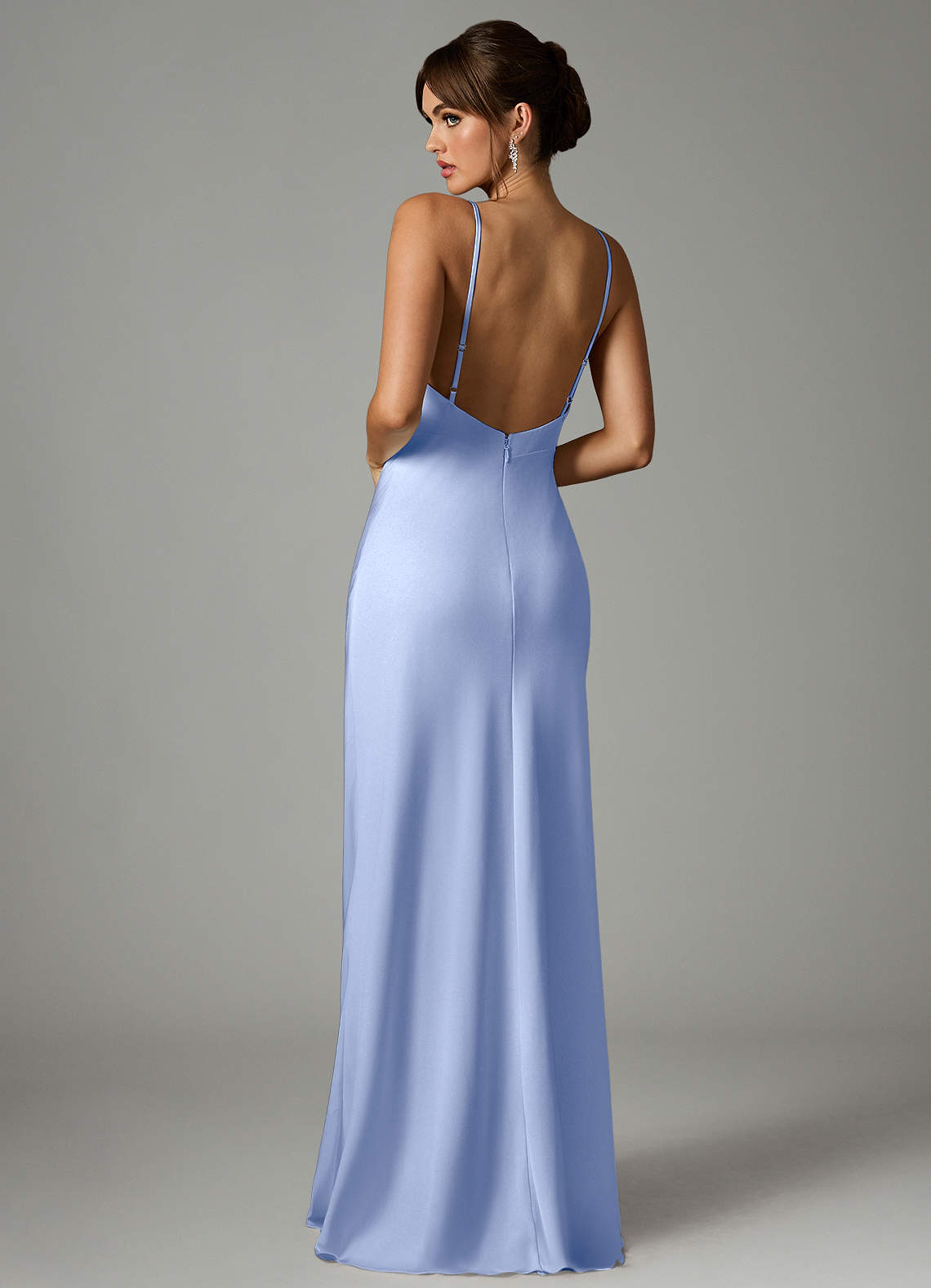 Azazie Stefania Jurken voor bruidsmeisjes Jurk van Stretch Satijn met A-Lijn Ijs image1