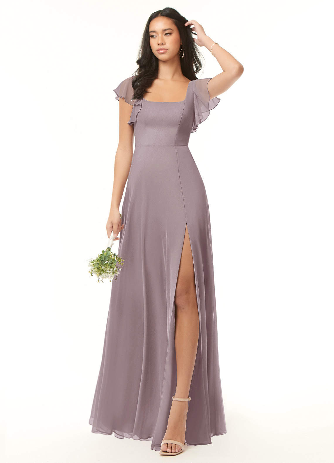 green emerald velvet dress Charming V-Neck Chiffon Floor Length Bridesmaid Dresses with Split