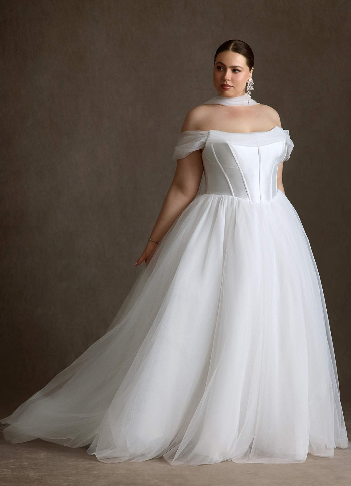 Azazie Adalyn Wedding Dresses Diamond White Ball-Gown Tulle Dress image10