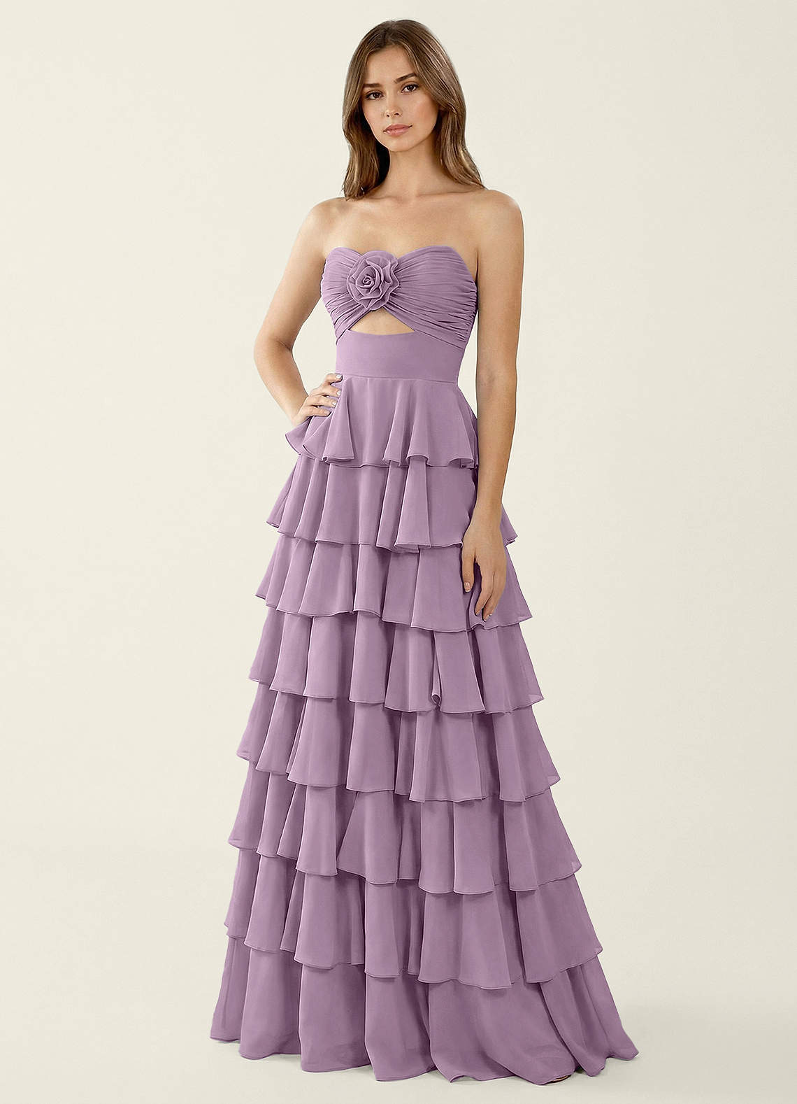wisteria formal dresses Serafina Wisteria Chiffon Ruffled A-line Prom Dress