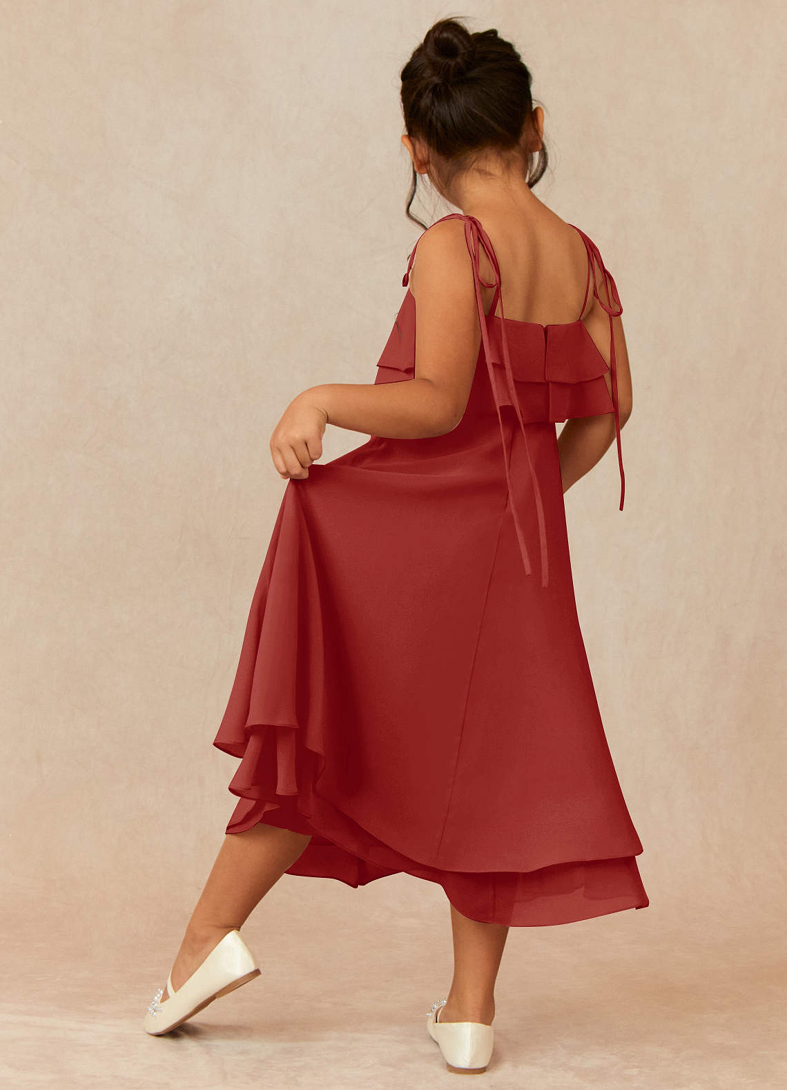 Cross-pleated Spaghetti Strap Chiffon Dress Azalea