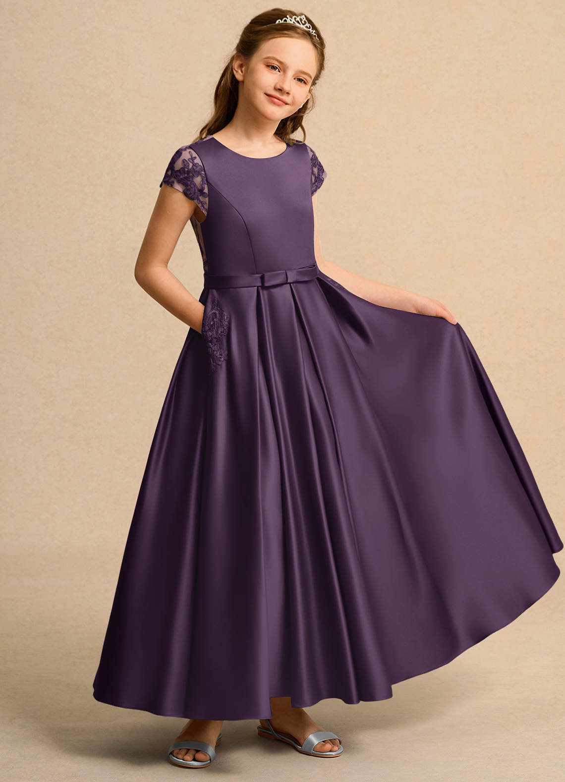 Azazie Bunny Junior Formal Flower Girl Klänningar Klä Balklänning i Spets image1