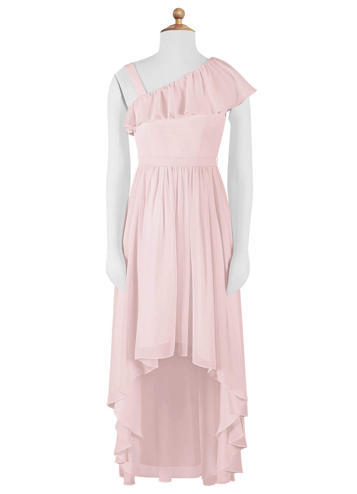 Azazie Mango Vestido de Rosa Rubor de Gasa/ Chiffon de Acampanado con Volante image1