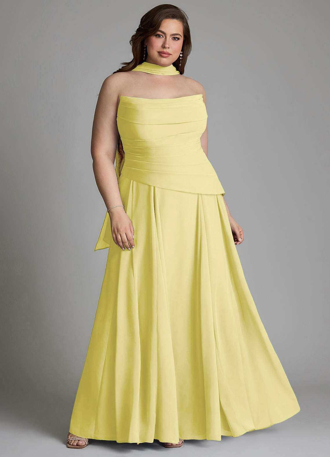 Azazie Gabriela Bridesmaid Dresses Lemon Sorbet A-Line Corset Chiffon Dress image17
