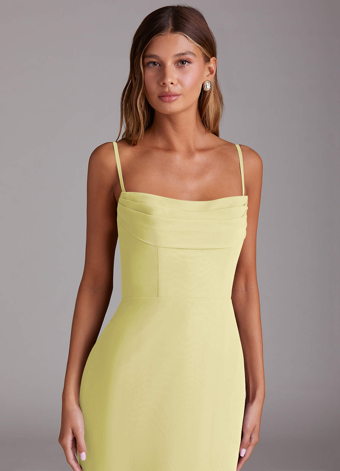 Azazie Saige Bridesmaid Dresses Lemon Sorbet A-Line Off the Shoulder Chiffon Convertible Dress image1