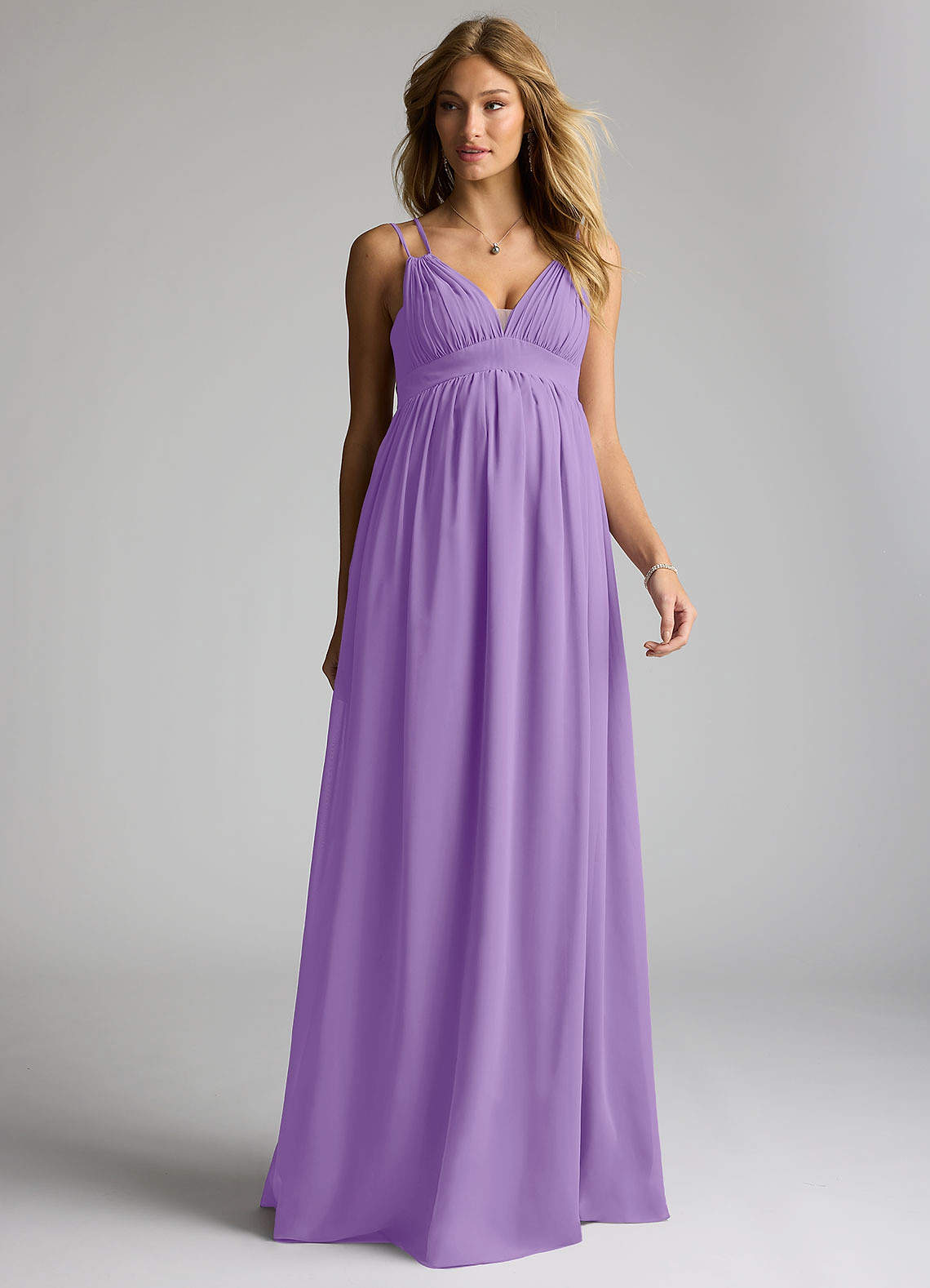 Azazie Emree Maternity Bridesmaid Dresses A-Line Chiffon Floor-Length Dress image1