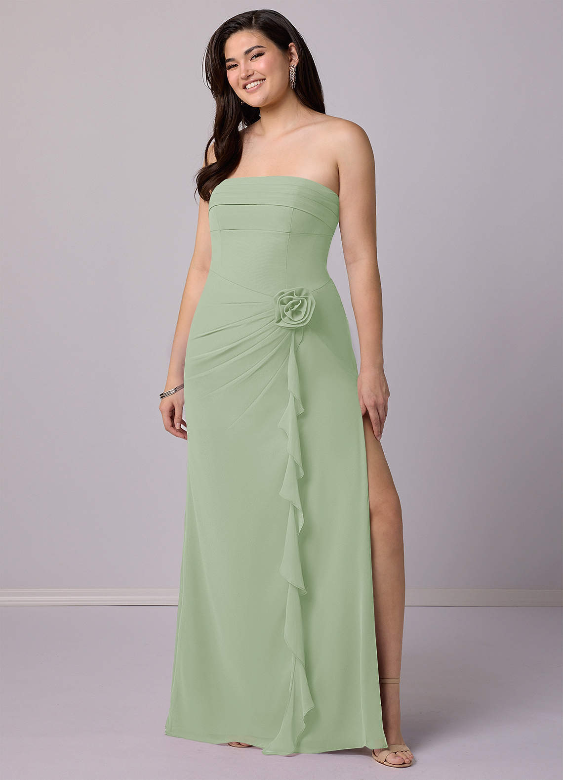 Barbie ♥ Azazie Bridesmaid Dresses Sheath Strapless Chiffon Floor-Length Dress image9