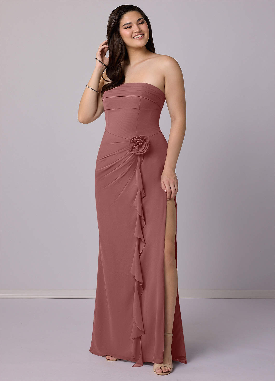 Barbie ♥ Azazie Final Sale Desert Rose Sheath Strapless Chiffon Convertible Dress image1