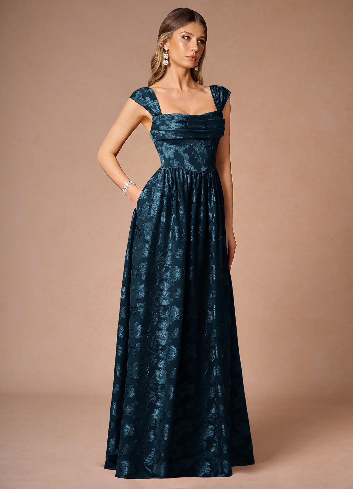 Hazel Navy Pleated Maxi Dress image3