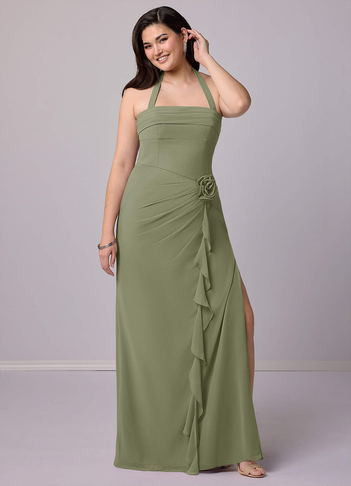Barbie ♥ Azazie Bridesmaid Dresses Pistachio Sheath Strapless Chiffon Convertible Dress image11