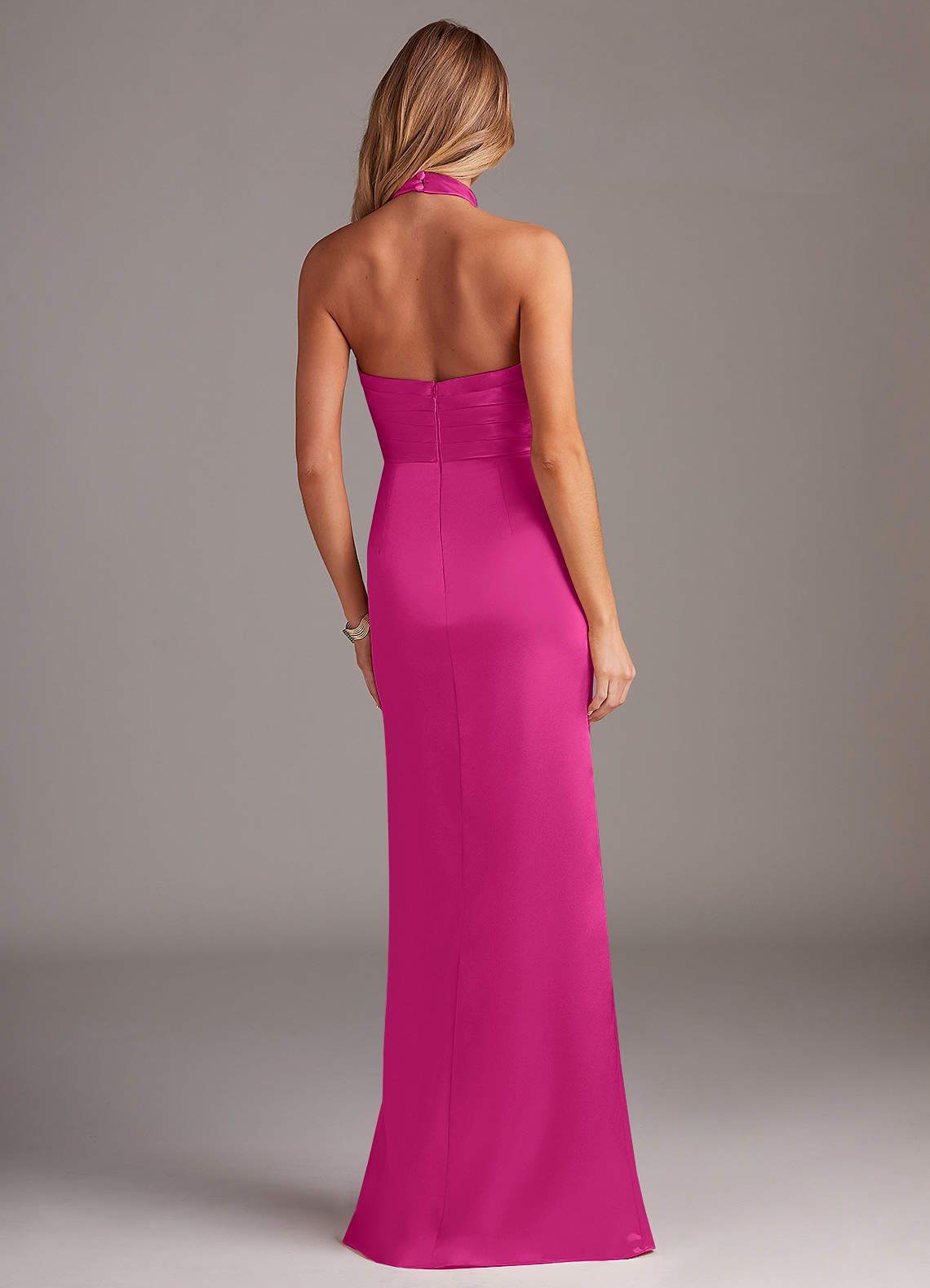 Azazie Jemma Fuchsia Stretch Satin Bridesmaid Dresses | Azazie