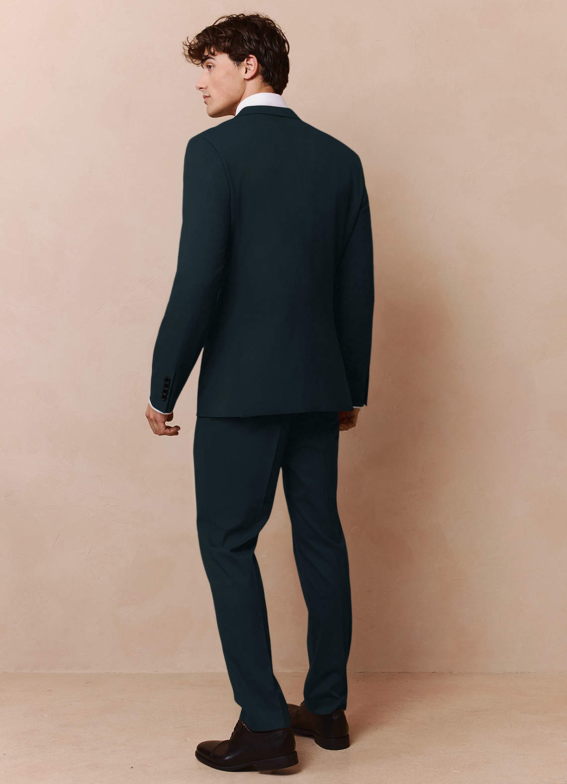 front Savile Dark Green Wool Blend 3-Piece Suit