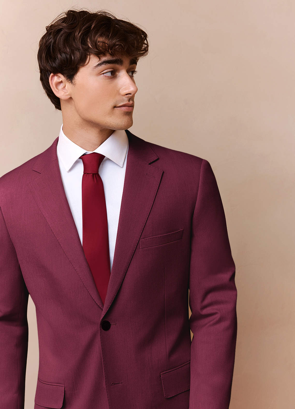 front James Burgundy Structured Stretch Suit Jacket