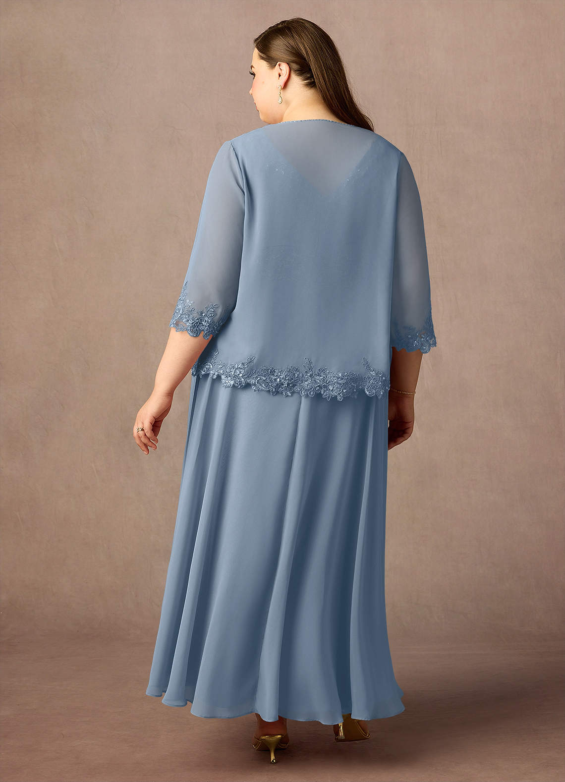 Azazie Devana Mother of the Bride Dresses Dusty Blue A-Line Sequins Chiffon Dress image7