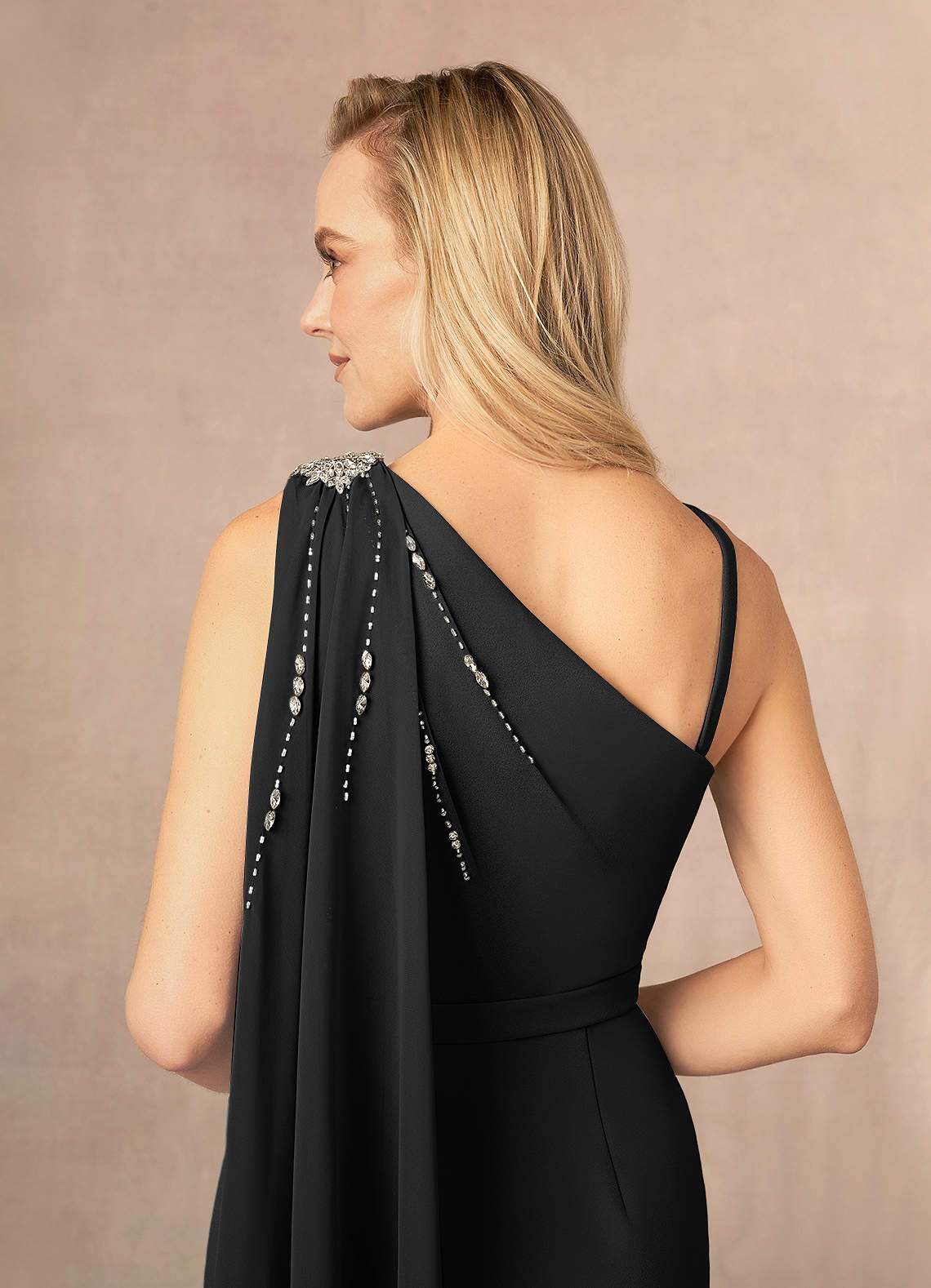 Azazie Gianna Black One Shoulder Stretch Crepe Dress | Azazie