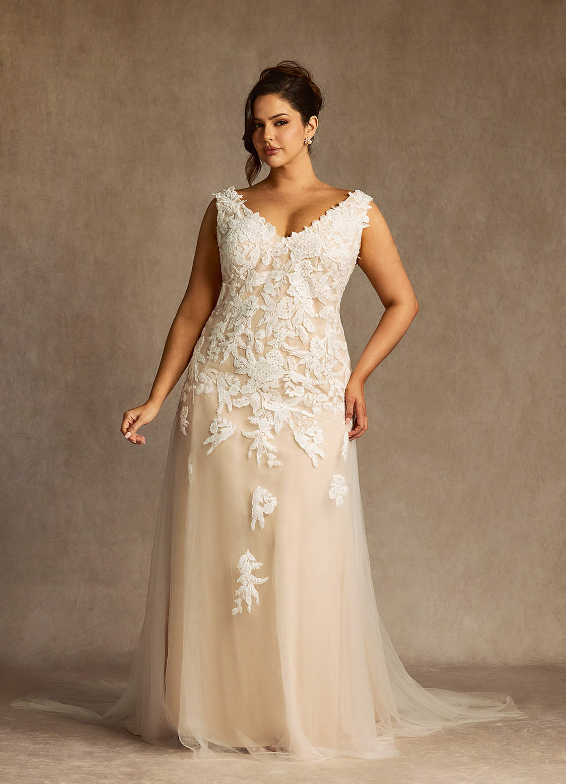 Azazie Bess Final Sale Diamond White Champagne Sheath Sequins Tulle Dress image1