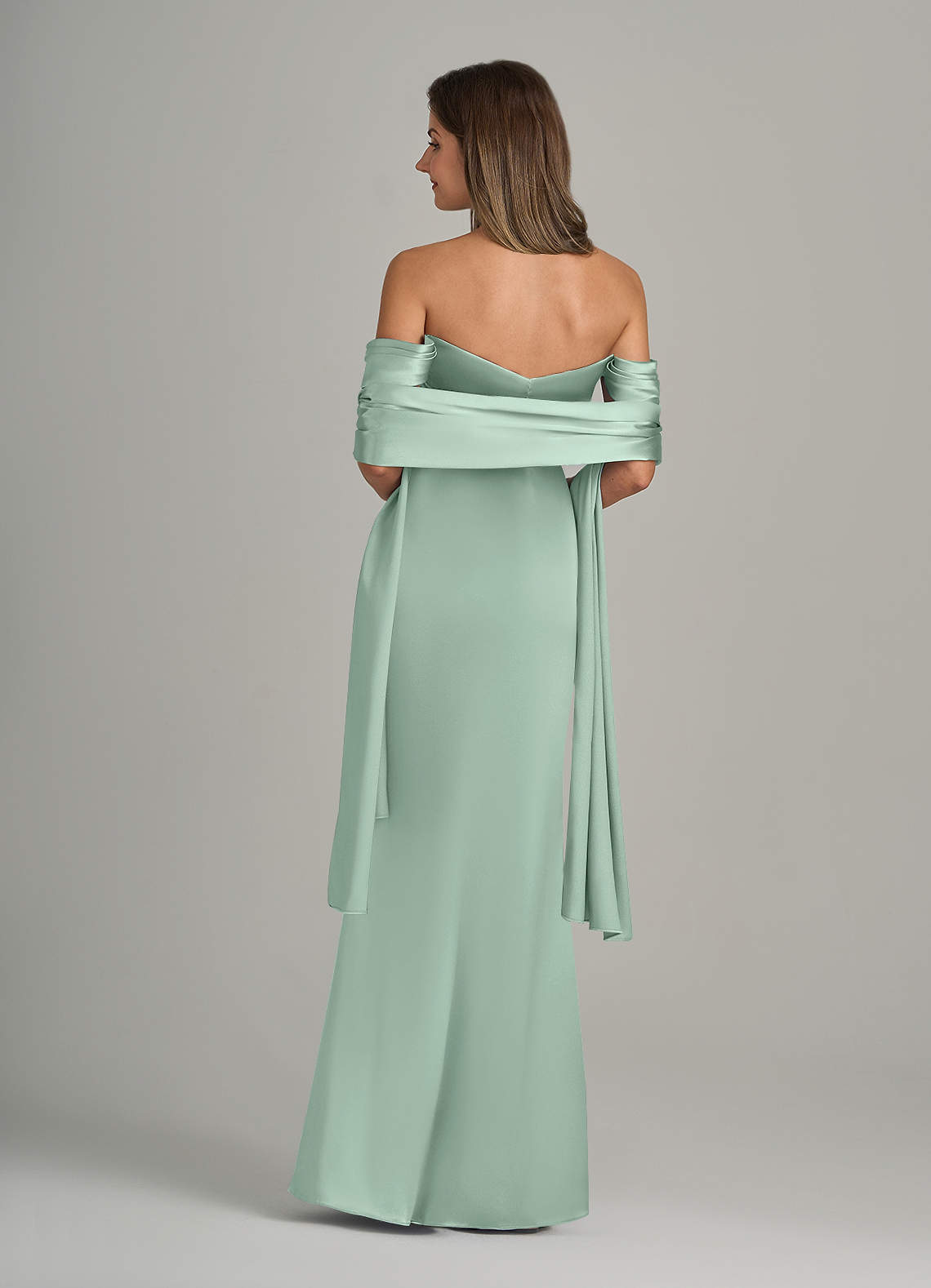 front Azazie Matching Color Metallic Satin Shawl