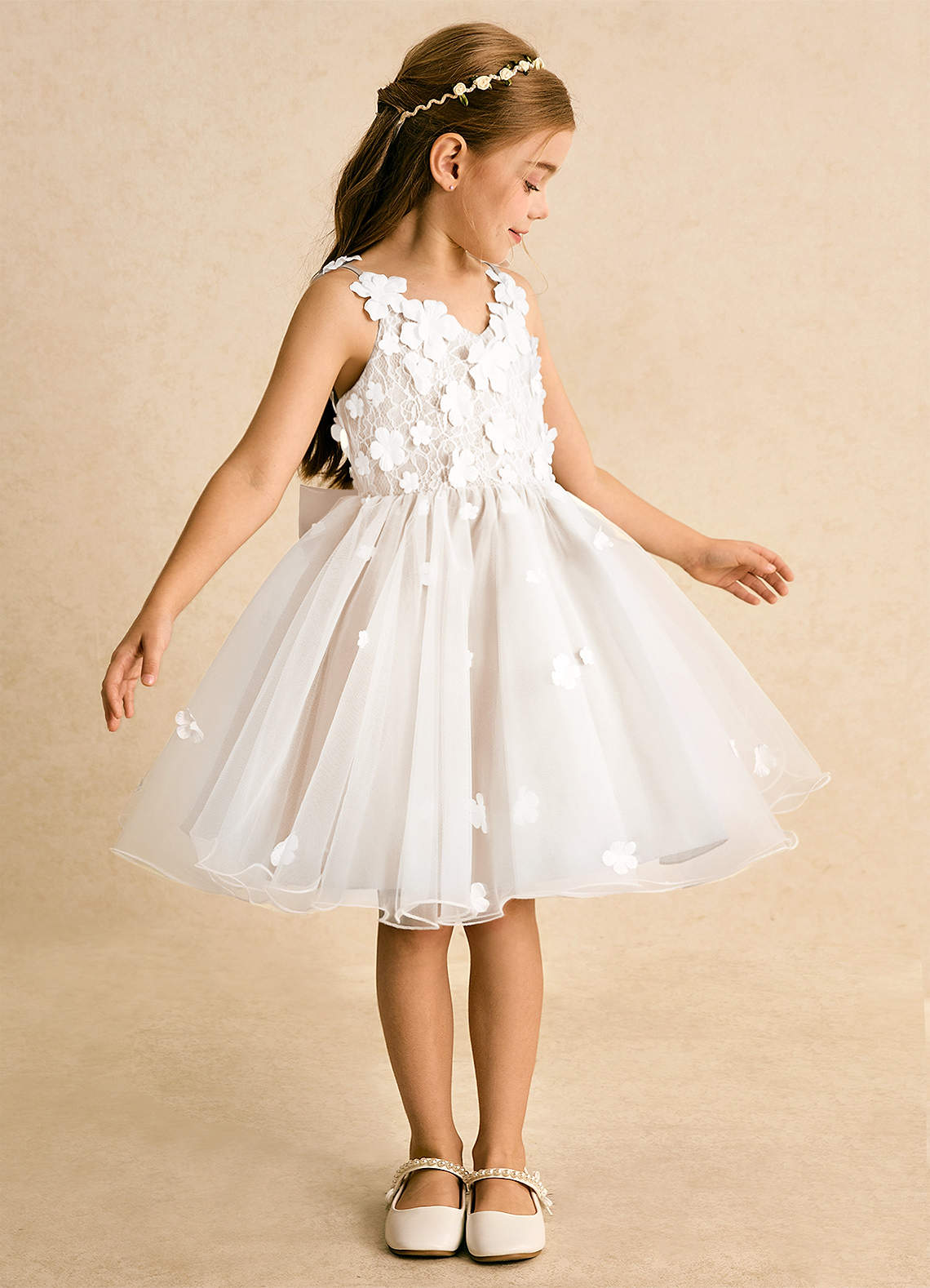Azazie Junebug Vestidos de florista Vestido Marfim Alabastro Branco de Tule de Vestido de baile com Renda image3