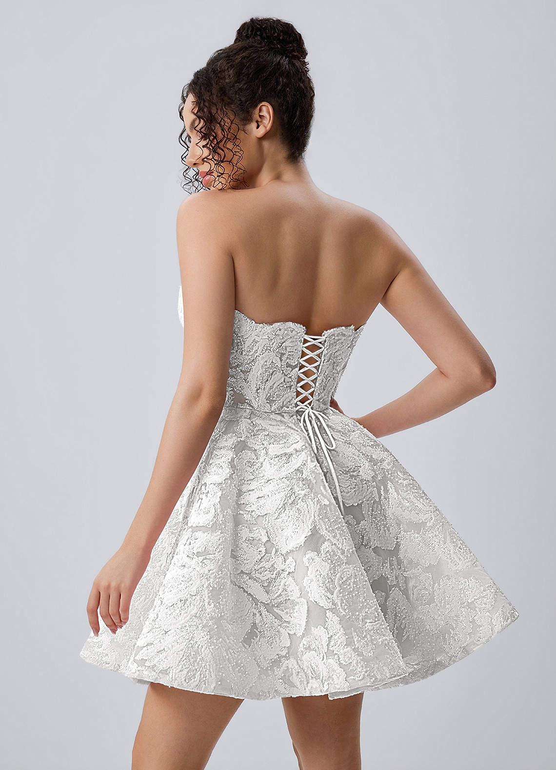 corset skater mini dress Mireille White Strapless Floral Lace springsale making Red ideal for Plus Size Elegant Romantic Strapless Color:Custom made