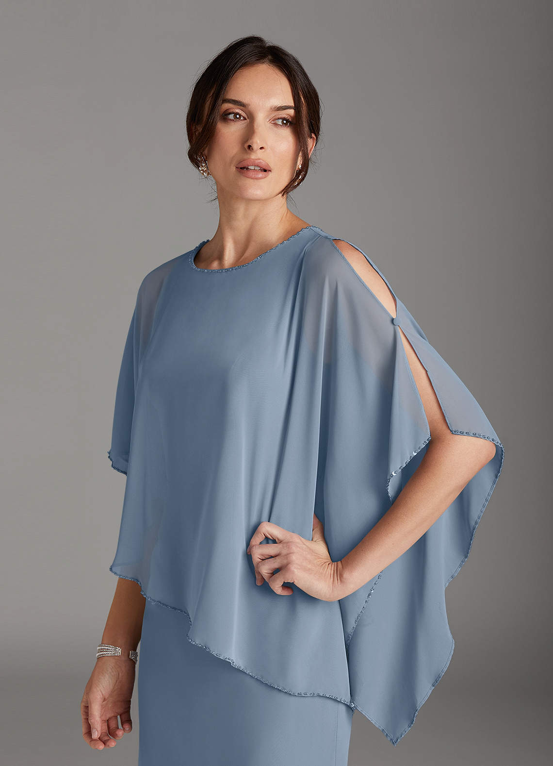 Azazie Sparrow Mother of the Bride Dresses Dusty Blue Sheath Sequins Chiffon Dress image5
