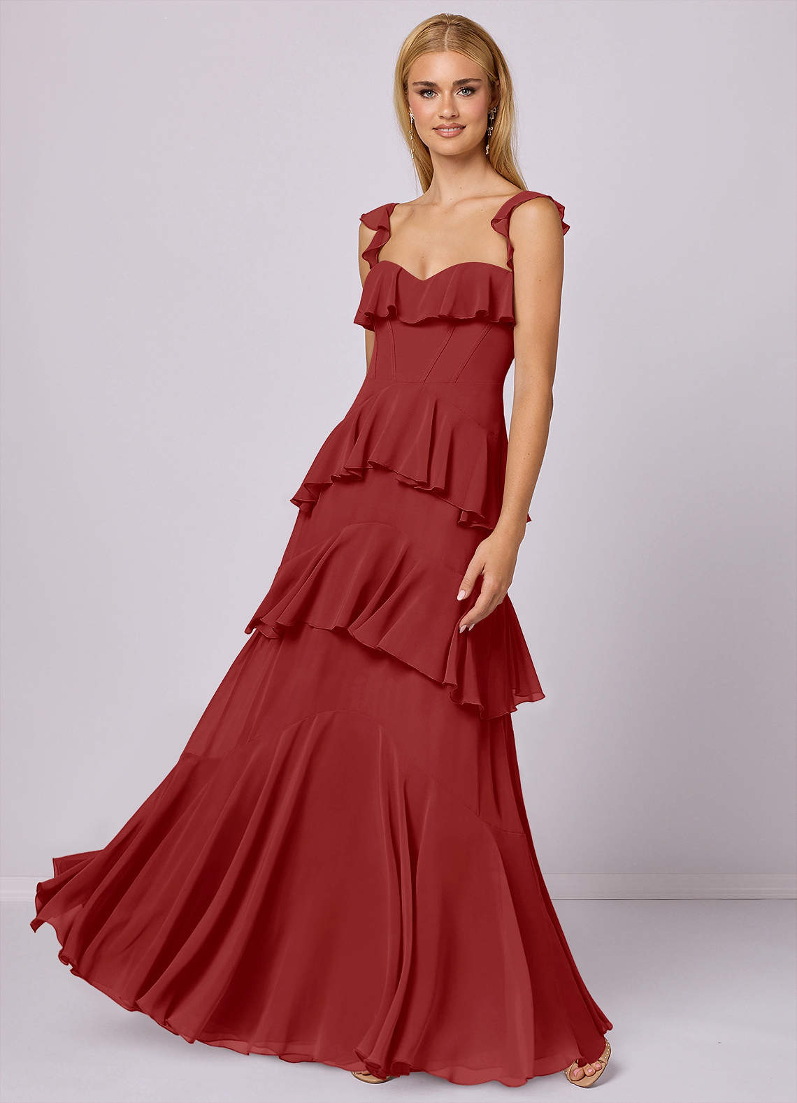 Barbie ♥ Azazie Bridesmaid Dresses Rust A-Line Sweetheart Neckline Chiffon Dress image1