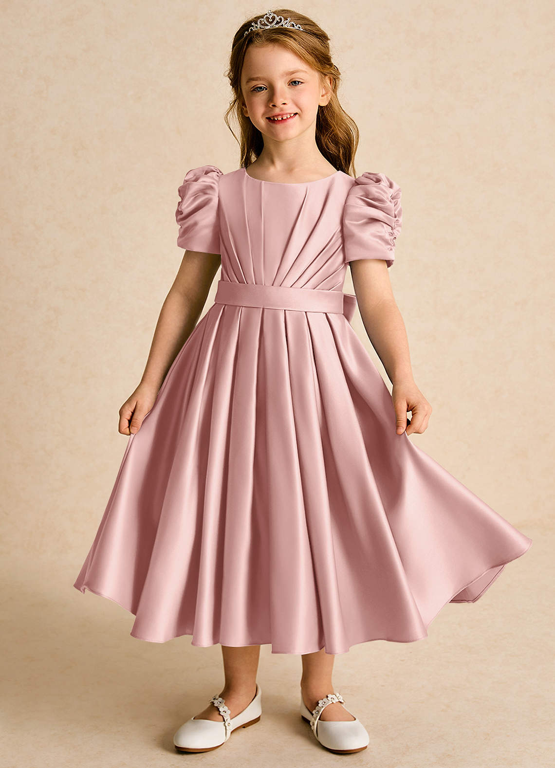 rose gold tea length dresses Rose Gold One-Shoulder Long Formal Gown main image 0