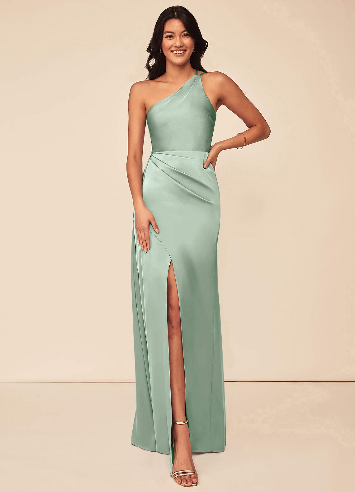 green emerald velvet dress Dark Green Satin One Shoulder Midi Dress | Melgar