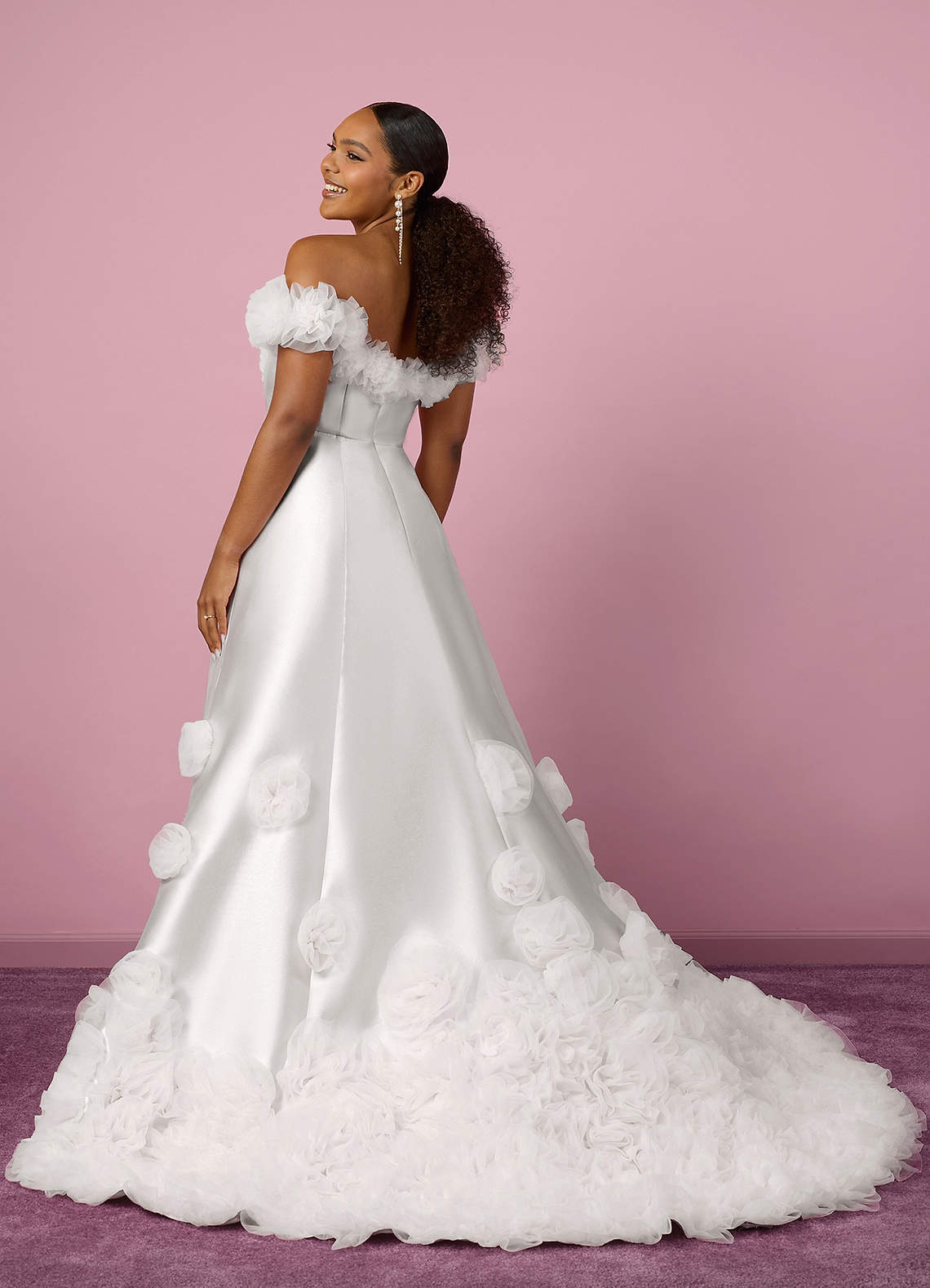 Barbie ♥ Azazie Wedding Dresses Ball-Gown Off the Shoulder Mikado Chapel Train Dress image4