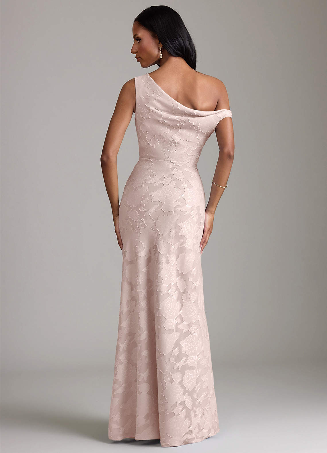 Azazie Emerson Vestidos de damas de honor Vestido de Rosa Rubor de Devorado Floral de Corte Sirena con Vestidos sin tirantes image5