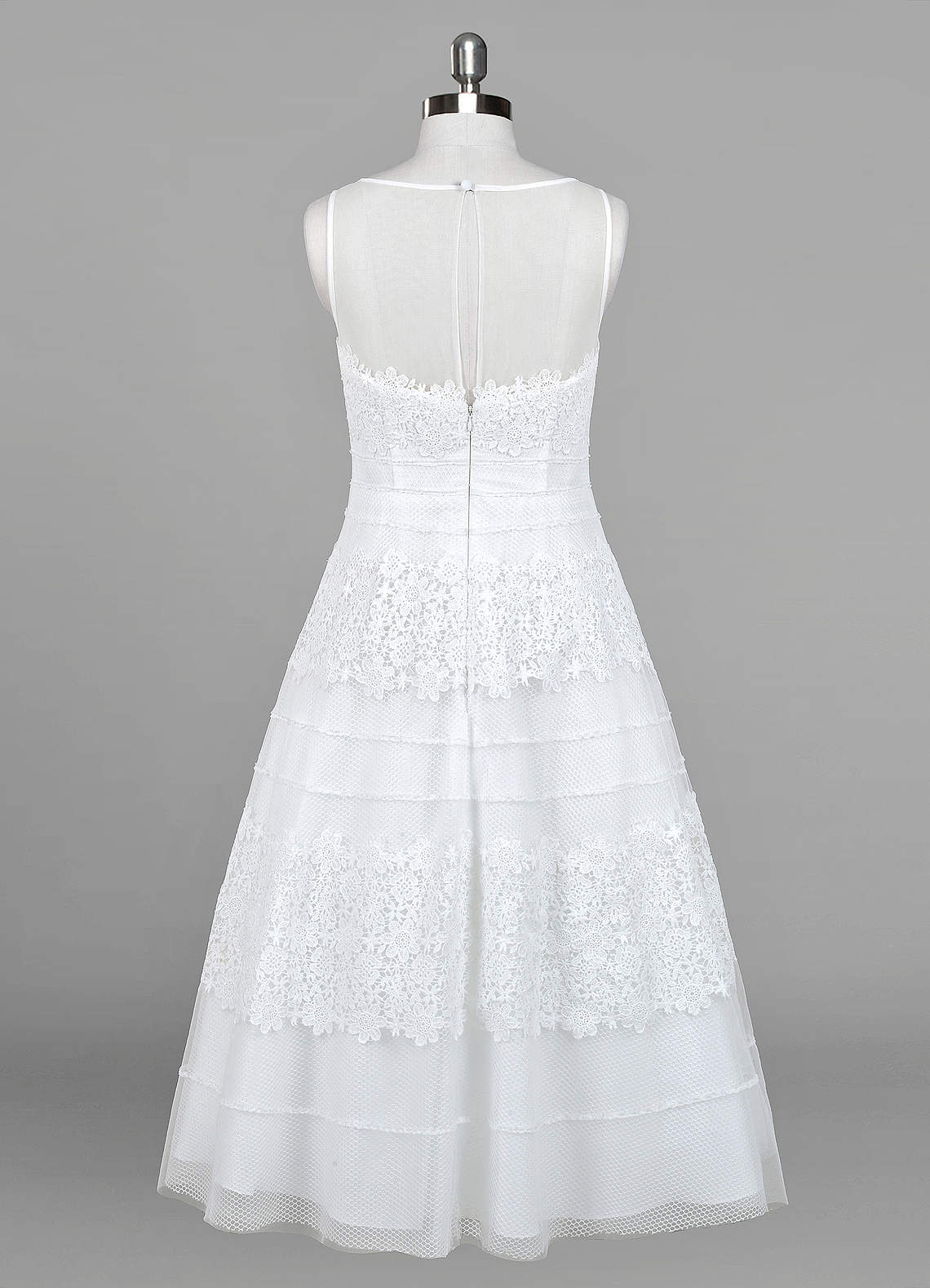 Azazie Azul Wedding Dresses A-Line Sweetheart Lace Tulle Tea-Length Dress image1