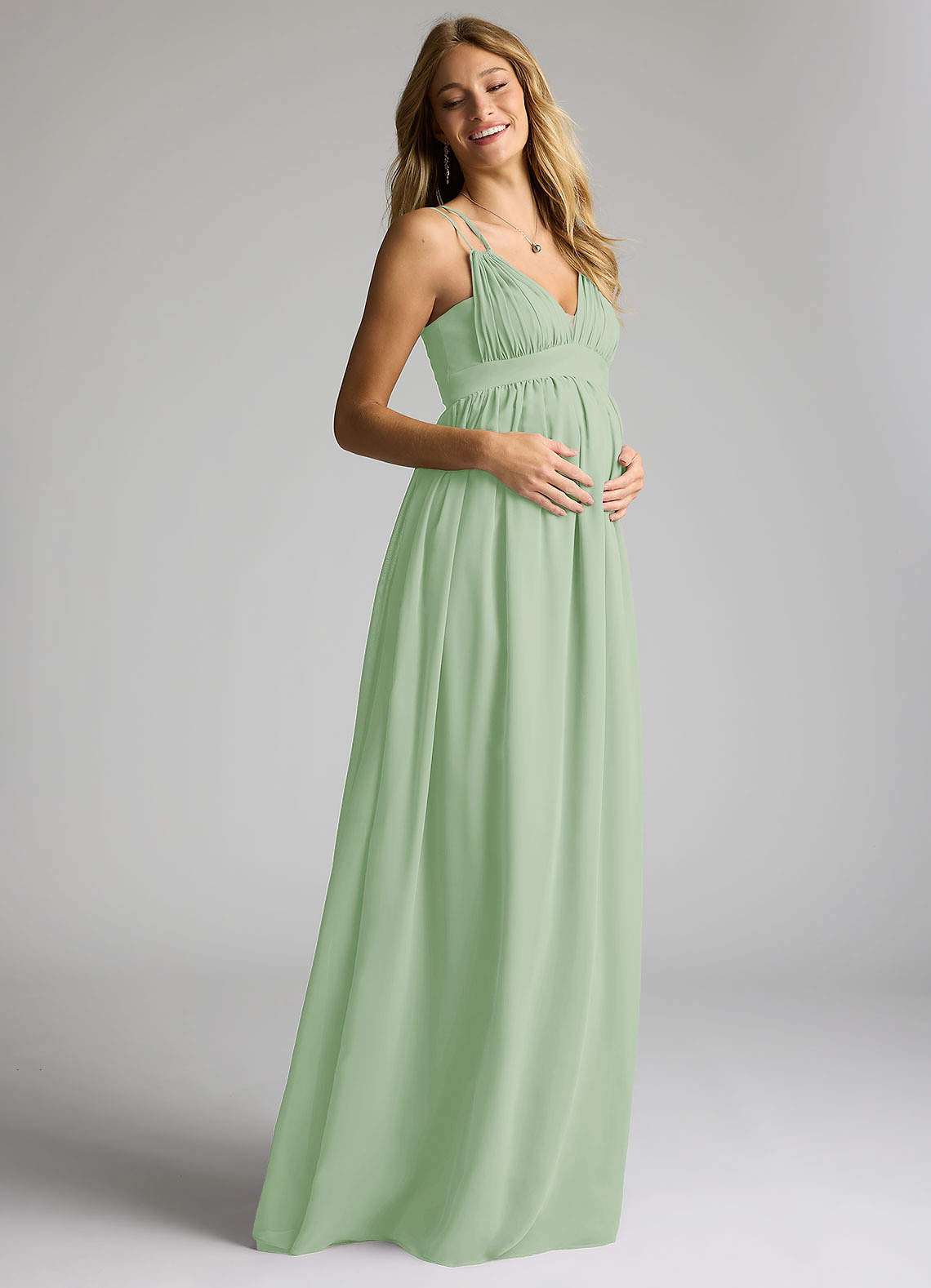 Azazie Emree vestidos de dama de honor de maternidad Vestido de Corte En A Hasta el suelo Gasa image1