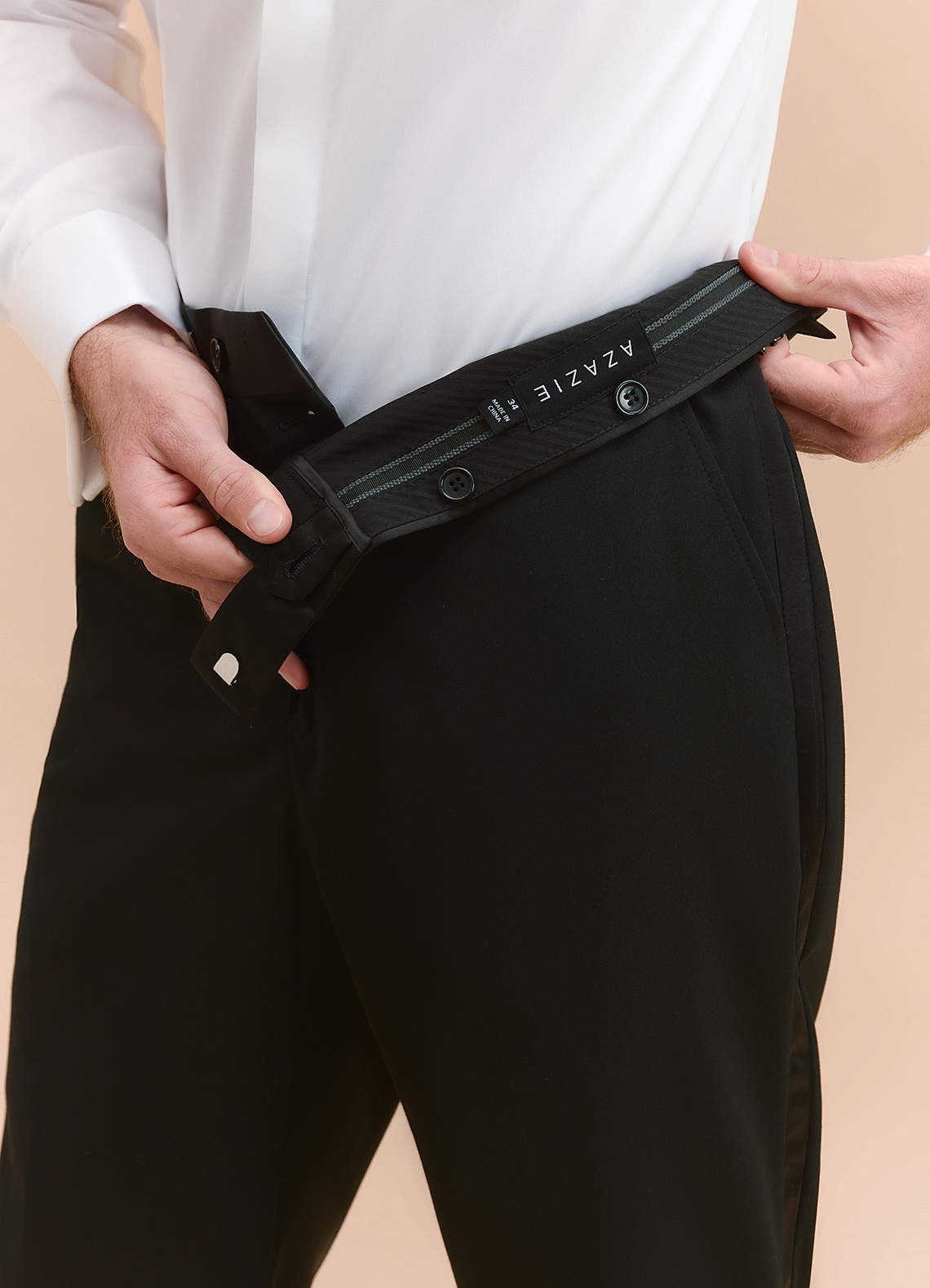 front Classic Black Tuxedo Pants