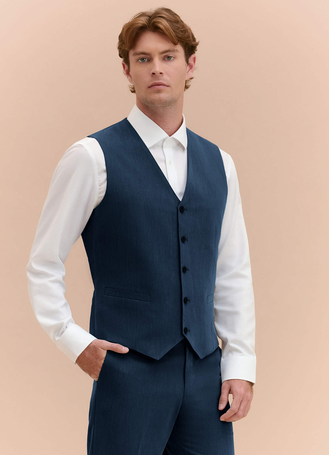 William Dark Navy Comfort Blend Suit Vest | Classic Regular Suit