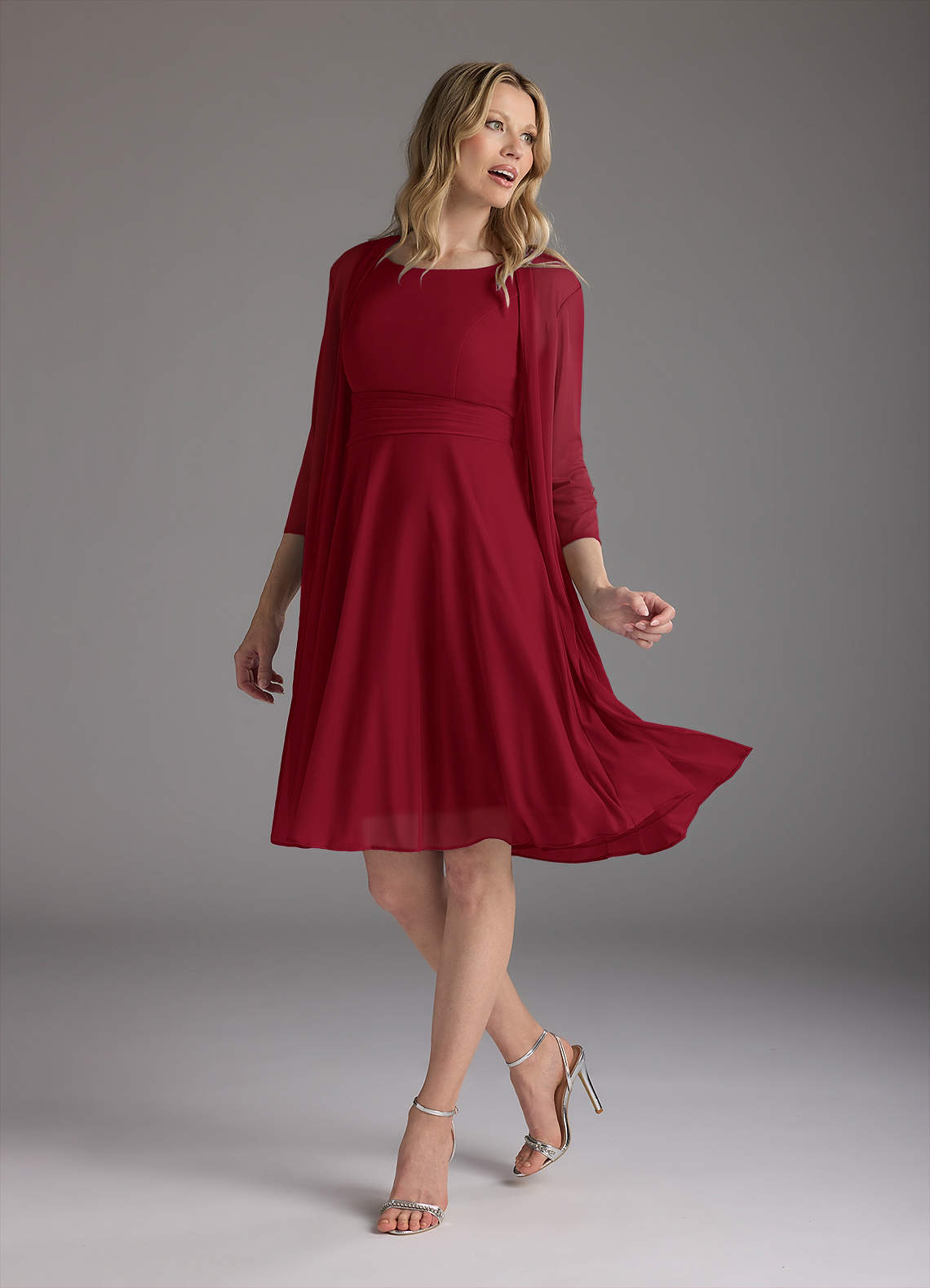 Azazie Sunny Mère de la mariée Robes Robe Trapèze en Maille Plissée Bourgogne image1