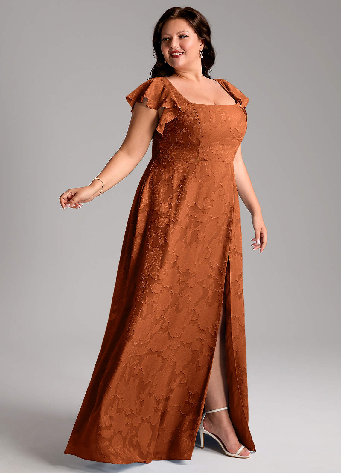 burnt orange floral bridesmaid dress Burnt Orange Floral Burnout Bridesmaid Dresses