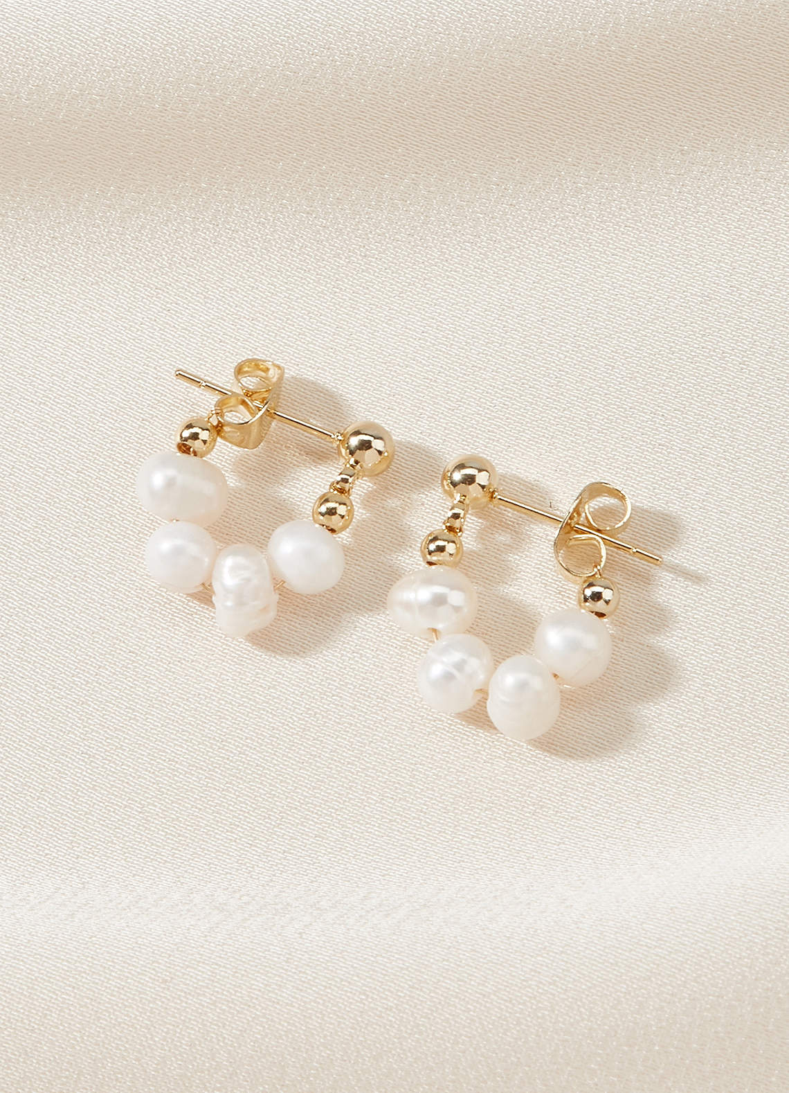 front Fresh Water Pearl Huggie Hoop Earrings
