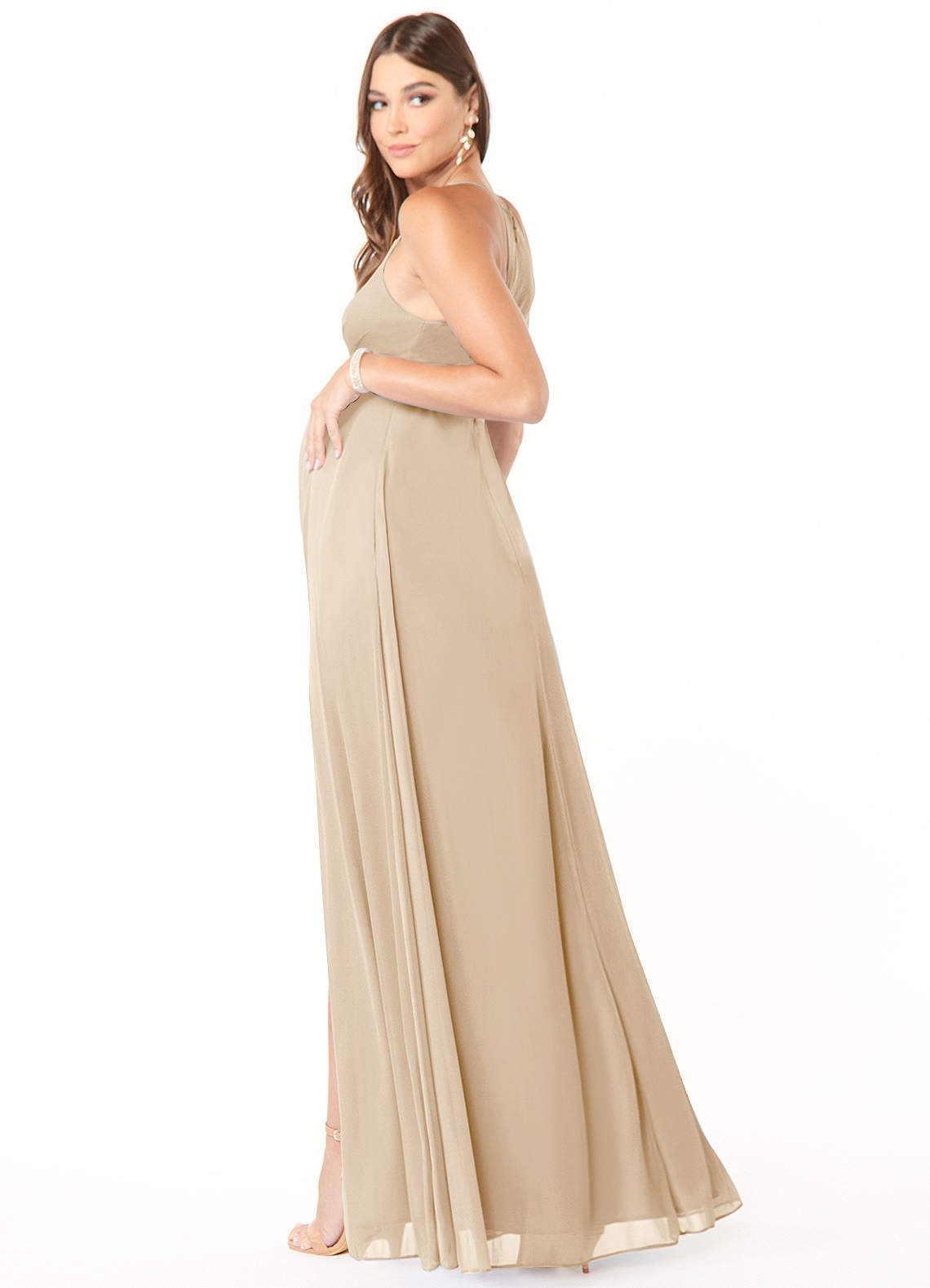 Azazie Annabelle Champagne Maternity Bridesmaid Dresses | Azazie