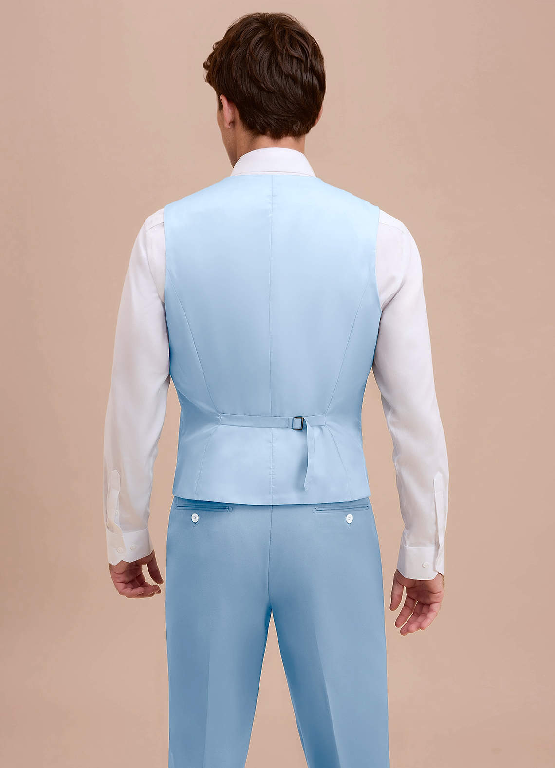 front Ethan Sky Blue Refined Weave Suit Vest