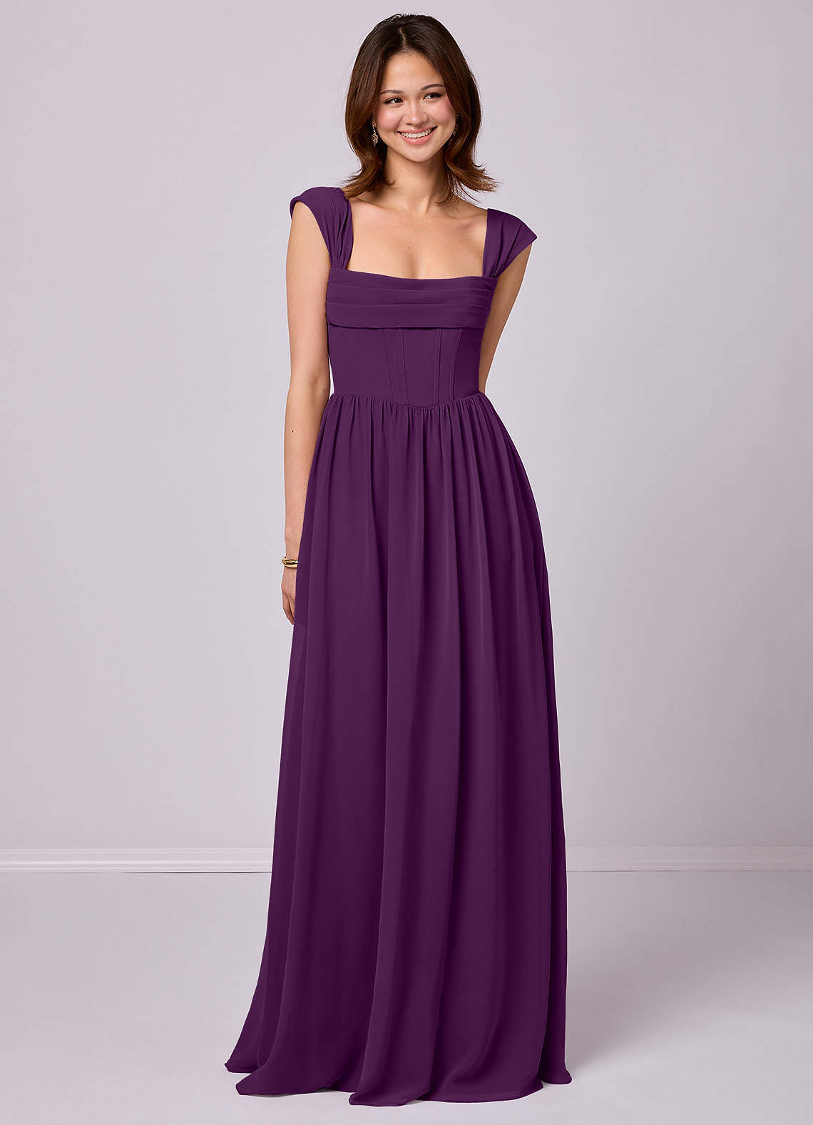 Barbie ♥ Azazie Bridesmaid Dresses Grape A-Line Corset Chiffon Dress image1