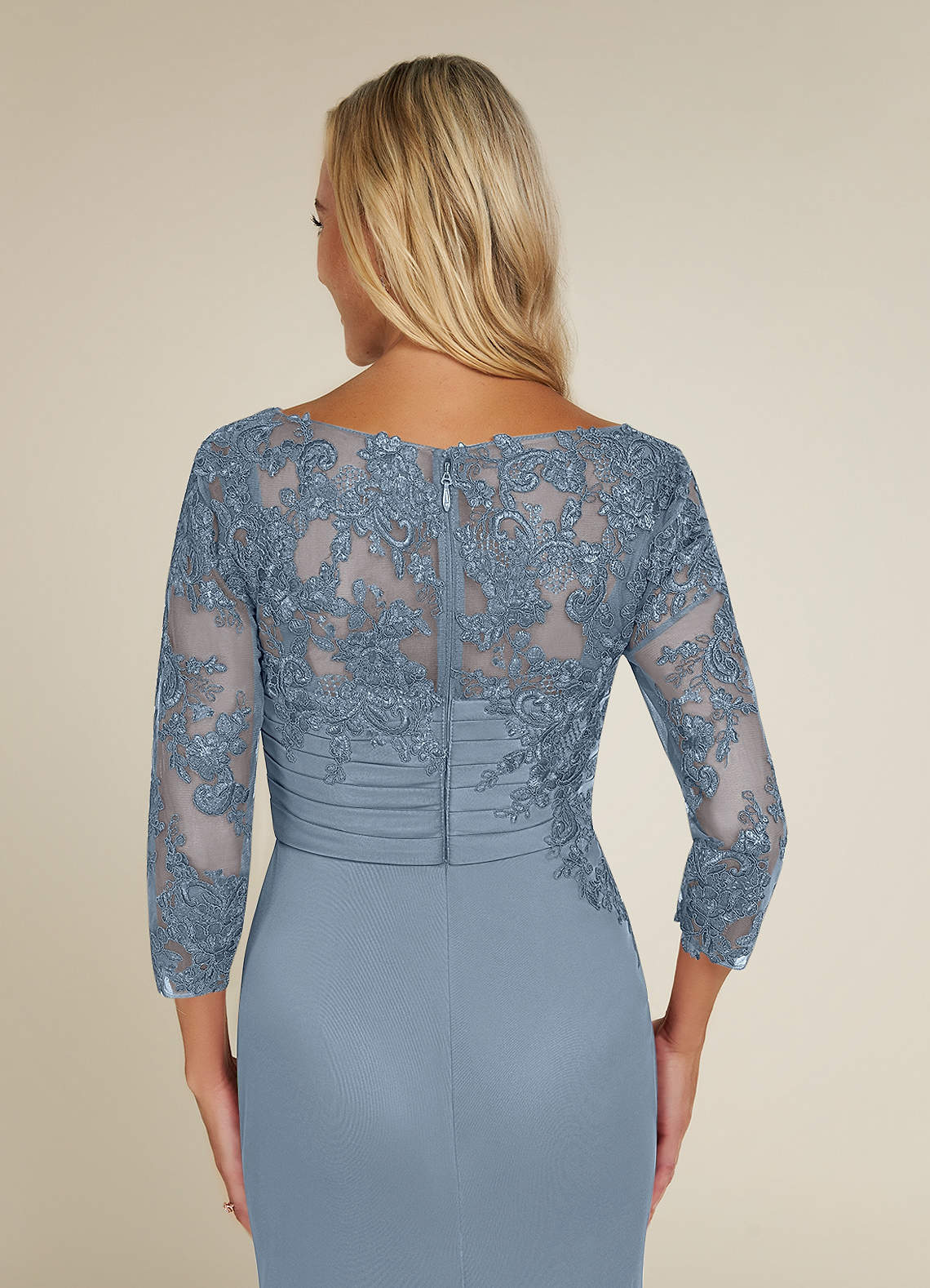 dusty blue long sleeve lace bodycon dress Light Blue Lace Mesh Dress L / Blue main image 0