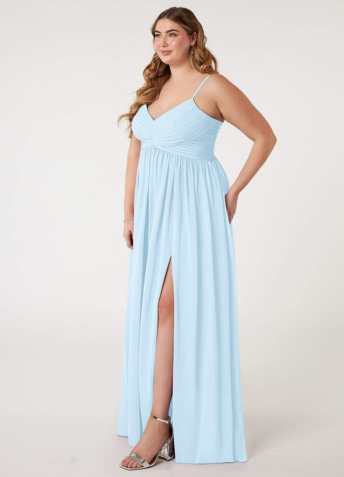 Azazie Alia Bridesmaid Dresses Sky Blue A-Line Pleated Chiffon Dress image7