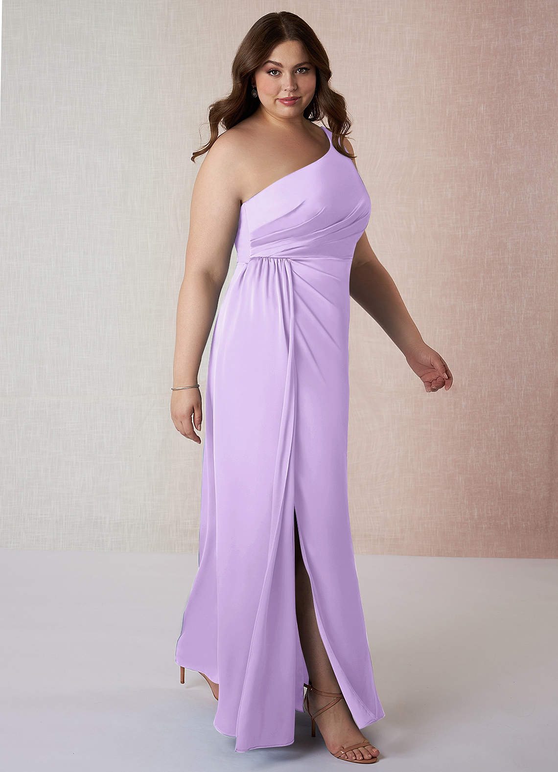 Azazie Mika Vente Finale Robe Fourreau en Satin extensible Une épaule Agave image9