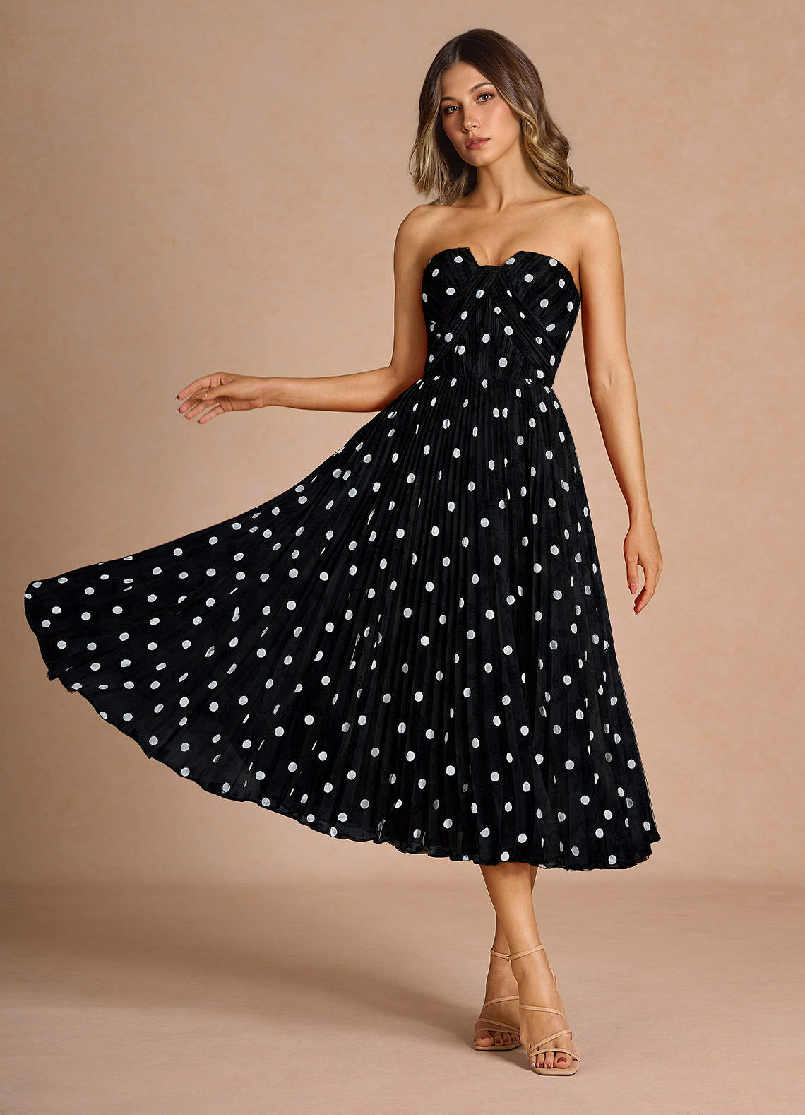Lyanna Black White Pleated Mini Dress image1
