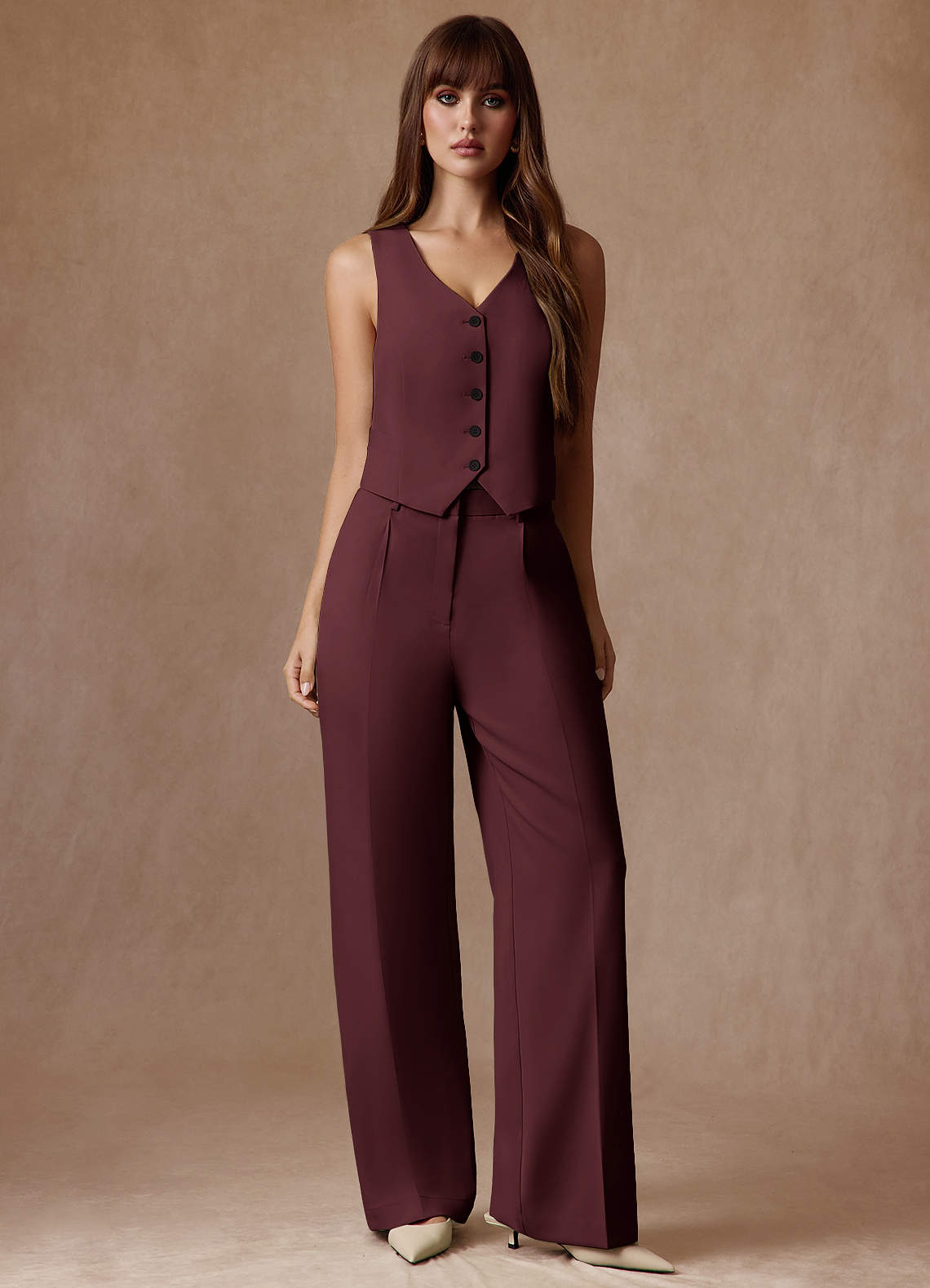 front Rowan Cabernet Refined Weave Performance vest