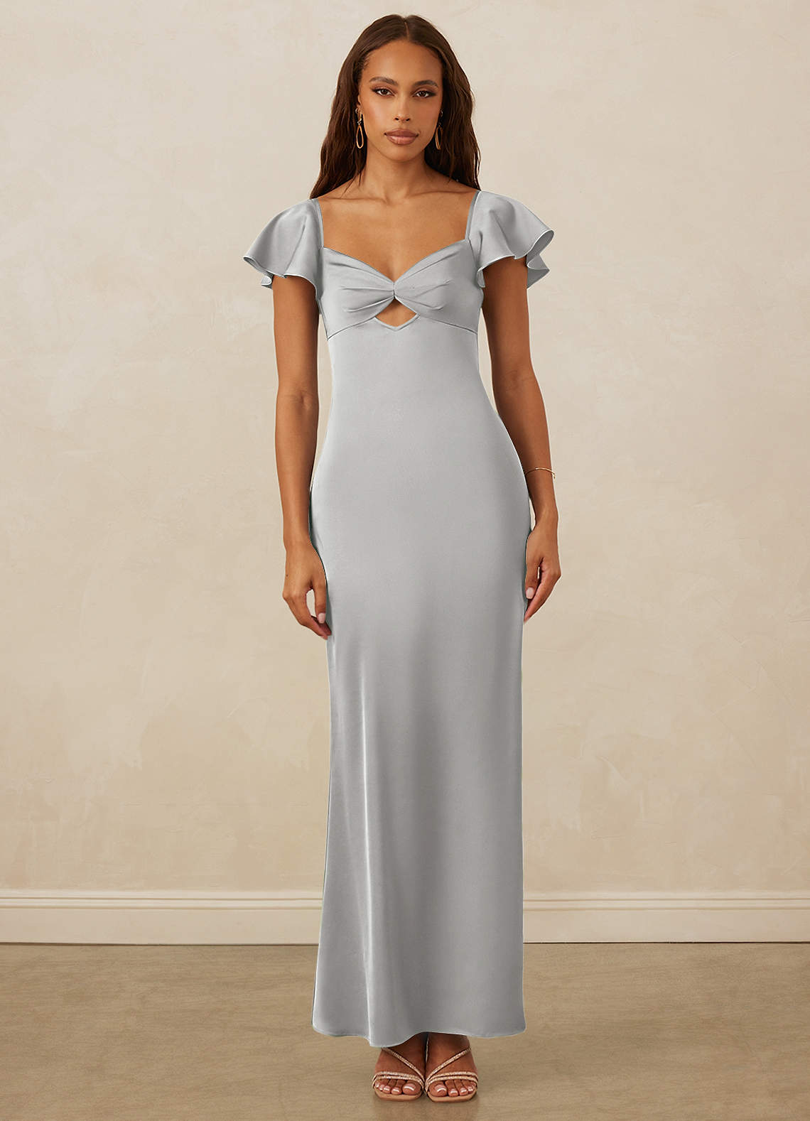 Christian Siriano Bridal for Azazie 1005 Bridesmaid Dresses Silver Sheath Sweetheart Neckline Stretch Satin Dress image1