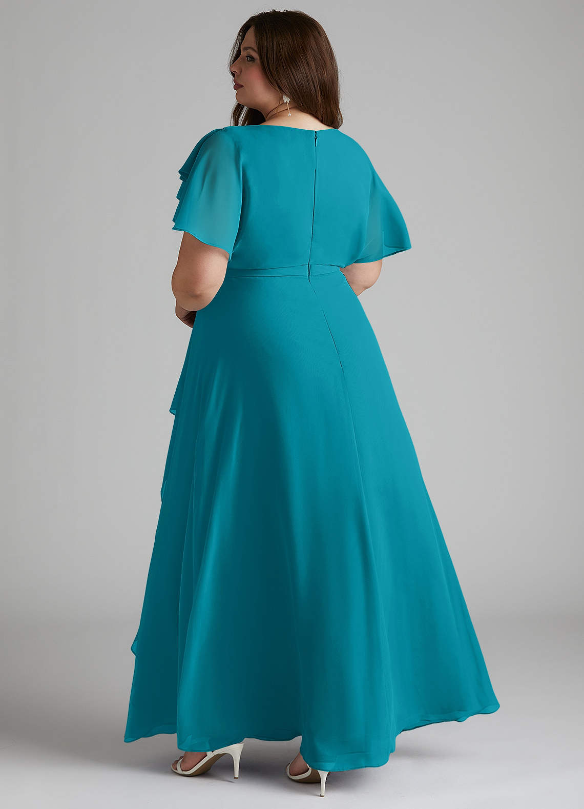 Azazie Aaliyah Modest Bridesmaid Dresses A-Line Scoop Pleated Chiffon Floor-Length Dress image8