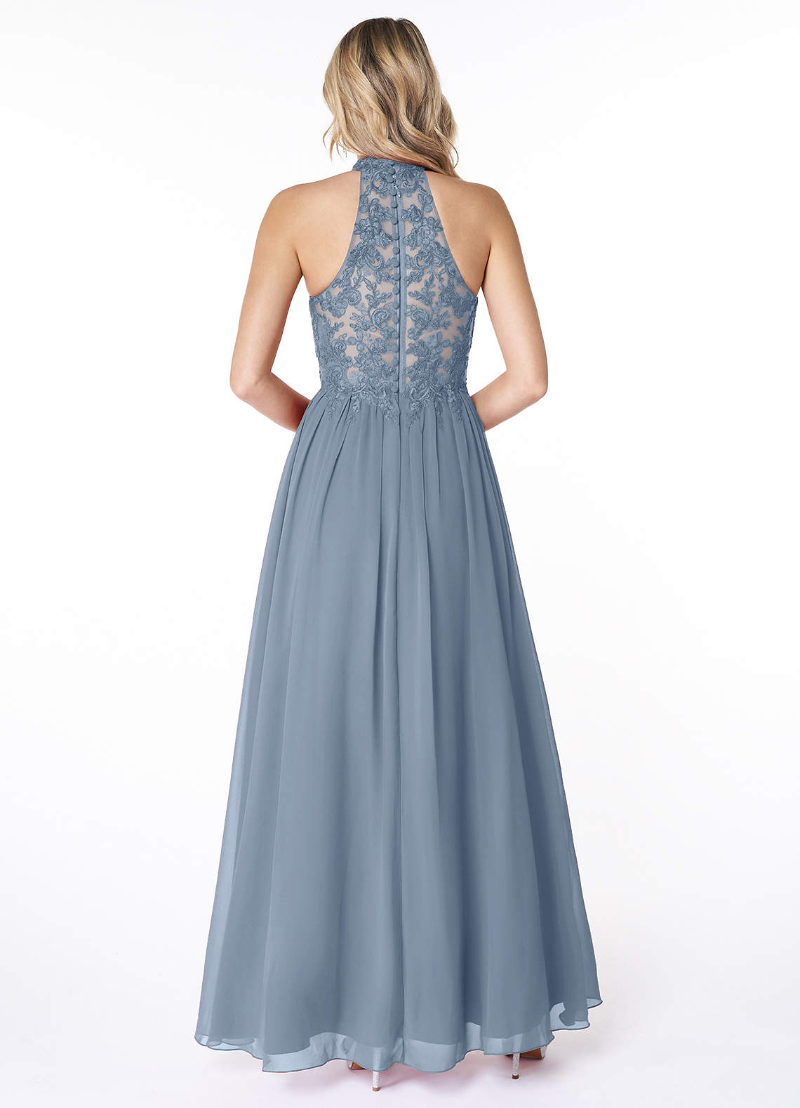 Azazie Prue Bridesmaid Dresses A-Line Lace Chiffon Floor-Length Dress image1